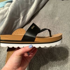 Reef Platform Black Sandals